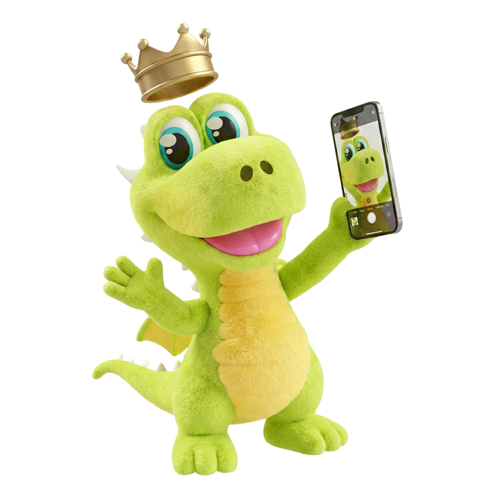 Globi grabándose un vídeo selfie