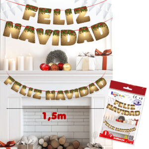 GUIRNALDA 'FELIZ NAVIDAD' ORO HOJAS