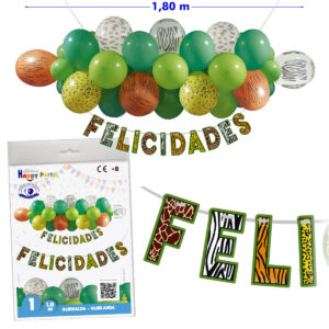 B/ GUIRNALDA GLOBOS ANIMALES SALVAJES FELICIDADES