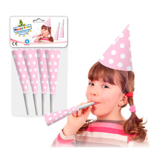 B/4 TROMPETAS ROSA PUNTOS BLANCOS