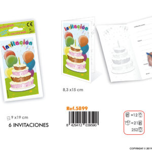 B/ 6 TARJETA INVITACIÓN TARTA