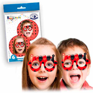 B/6 GAFAS INFANTILES ROJAS PUNTOS NEGROS