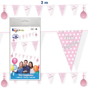 B/ GUIR. BANDERINES TRIANGU. FELIZ CUMPLE. ROSA