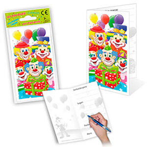 B/ 6 TARJETA INVITACIÓN PAYASOS