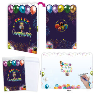 B/ TARJETÓN FELIZ CUMPLEAÑOS ARCOIRIS R.6625-03