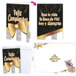 B/ TARJETÓN F.CUMPLEAÑOS LAZO ORO R.6627-05