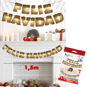GUIRNALDA 'FELIZ NAVIDAD' ORO HOJAS