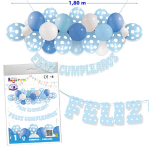 B/ GUIRNALDA GLOBOS PUNTOS CUMPLEAÑOS CELESTE-09