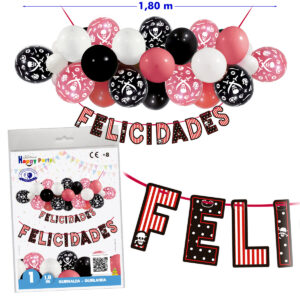 B/ GUIRNALDA GLOBOS PIRATAS FELICIDADES