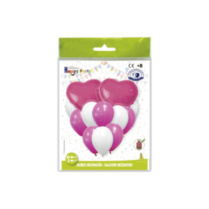 B/ CONJ. GLOBOS POLIAM. CORAZON FUCSIA-33R.5285-33