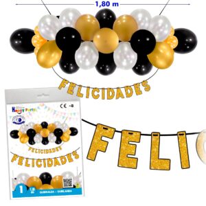 B/ GUIRNALDA GLOBOS ORO FELICIDADES R.5317