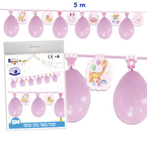 B/ GUIRNALDA GLOBOS DIBUJOS BEBE 06 ROSA