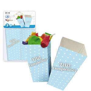 B/ 3 VASOS PARA CHUCHES FELIZ CUMPLE. CELESTE