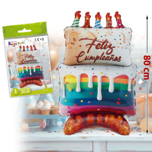 B/1 POLIAMIDA TARTA FELIZ CUMPLEAÑOS 80 cm