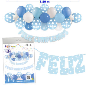 B/ GUIRNALDA GLOBOS PUNTOS CUMPLEAÑOS CELESTE-09