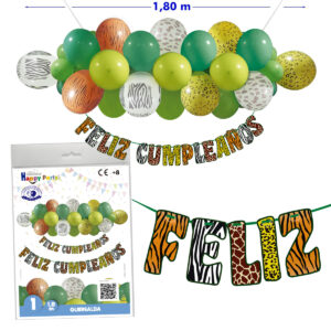 B/ GUIRNALDA GLOBOS ANIMALES SALVAJES CUMPLEAÑOS